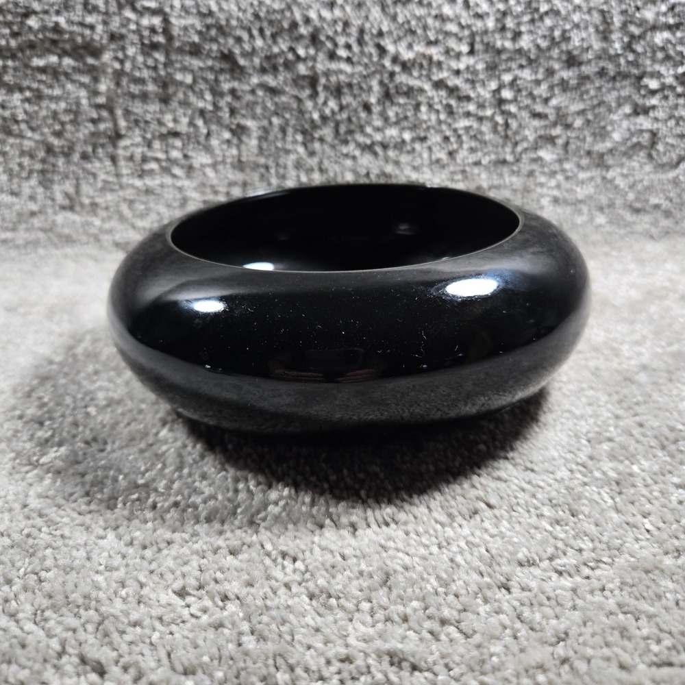 Decorative Bowl Black Glossy Ceramic Minimalist Home Decor
